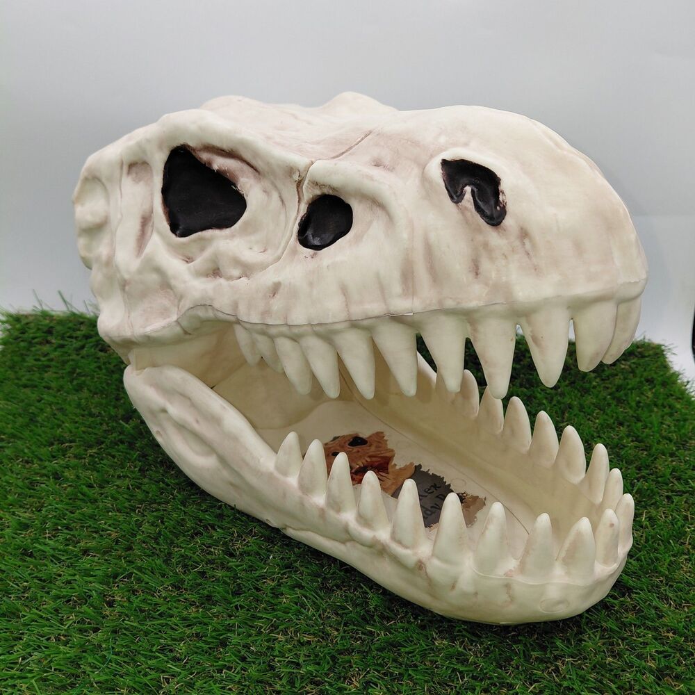 T Rex Skull Candy Bowl Seasons USA Crazy Bonez Halloween Prop Decor Dinosaur